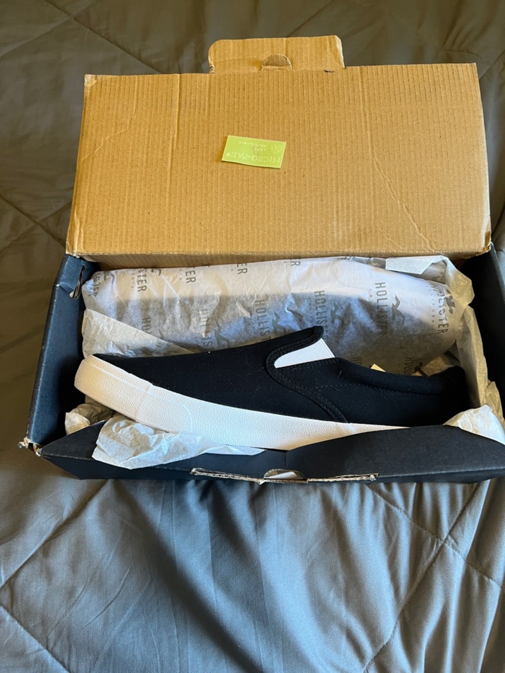 Hollister Black Slip-On Sneakers with White Soles